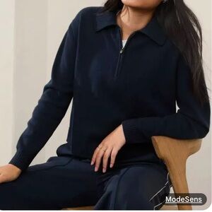 Athleta 1/4 zip Alpine Sweater. Blue. Medium.